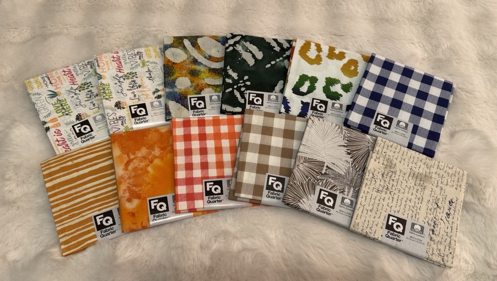12 Cotton Fat Quarter Lot 100% Cotton 18″ x 21″ Multicolor Mixed Prints Quilting