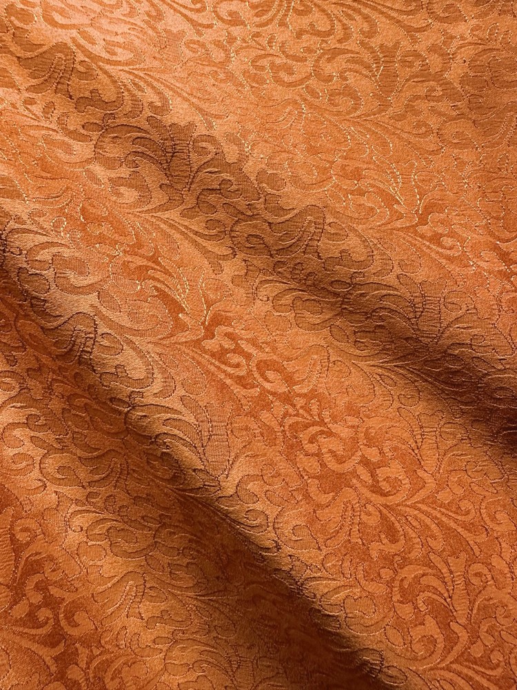 COPPER ORANGE Floral Brocade Fabric (60 in.) Sold By The Yard
