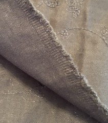 Dark Green Fabric Herringbone Weave; SameTone Embroidered Leaf Vine (3 Yds X45”)