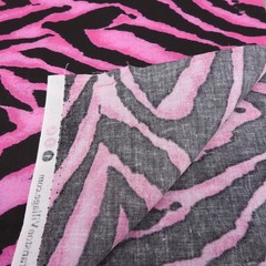 VIP by Cranston Pink Black Zebra Animal Print Cotton Fabric Remnant 14″ x 44″