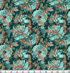 Blank Quilting Fabric by the 1/4 yard Cotton Time Travel Steampunk Dragonflies