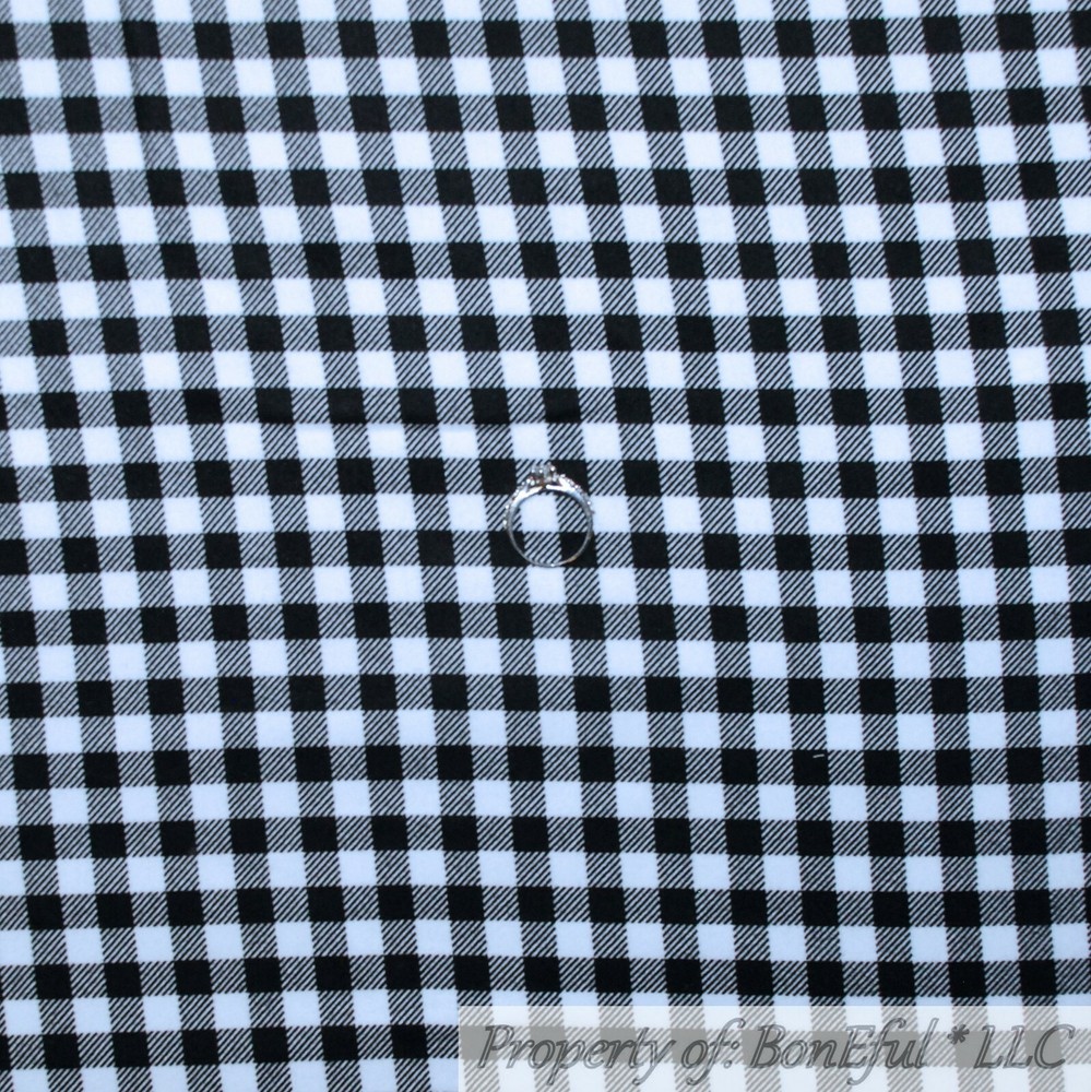 BonEful Fabric FQ Cotton Quilt Flannel Black White B&W Check Gingham Stripe Boy