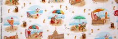 Christmas Santa Beach Fabric By The Yard White Nautical Vacation Cotton Benartex
