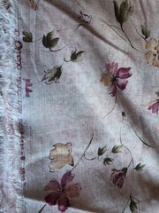 3 Yds 60 Inches Wide Pink Floral Linen Like Fabric By Omega Textiles Corp 1995
