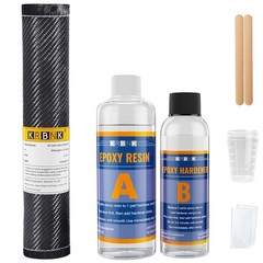 Carbon Fiber Repair Kit 5FT 12″ Cloth Roll 8OZ Resin 4OZ Hardener Fibra de