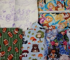 5 lb 1 oz Box of Assorted Fabric Scraps – Kids, Holidays, Varied Prints FSBTB144