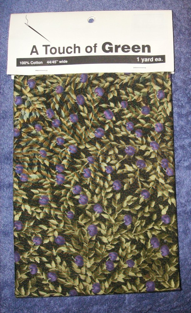 PURPLE & GREEN FABRIC 1YD x 45″ COTTON MACHINE WASH & DRY EASY CARE NEW