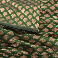 Sanskriti 1 Yd Art Silk Green Woven Brocade/Banarasi Dress Material Craft Fabric