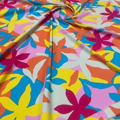 Pastel Colored Flowers Print Stretch Fabric Swimsuit Spandex 60″ wide By Yard