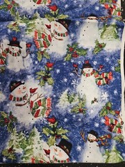 Lot of 3 Yards Winter Skies Snowman Cotton Fabric