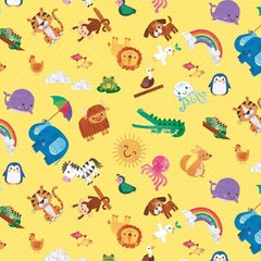 Noah & Friends Blank Quilting Baby Safari Animals Cotton Fabric by the Yard