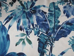 CHIVASSO CURTAIN FABRIC DESIGN “Tropical” 2 METRES BLUE MONSOON COLLECTION