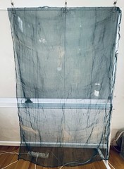 Antique Japanese Hand Spun Fine Hemp Kaya Mosquito Net Turquoise Seamless 70″