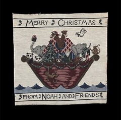 2 Noah’s Arc Woven Tapestry Fabric Squares Ready To Sew 17.5 X 18” And 9” X 9”