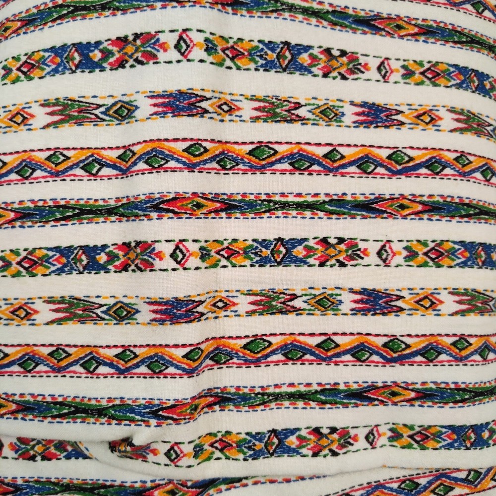 Vintage Aztec Stipe Print Flannel Fabric 42x3yd22 White Yellow Green Blue