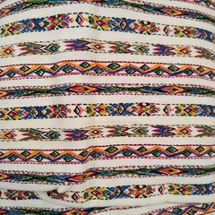 Vintage Aztec Stipe Print Flannel Fabric 42x3yd22 White Yellow Green Blue