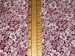 By 1/2 Yd Vintage Leaves Berries Vines Dark Red Tonal Cotton Fabric by Cranston