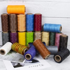 LEREATI 0.8mm Waxed Thread for Leather Sewing, 284 Yards, x 260m, Black