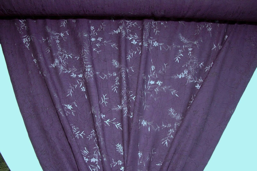 Discount Fabric SHEER Eggplant Floral Home Decor & Drapery