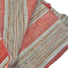 2pc Red Striped Woven Fabric Remnant Upholstery Scraps Crafting Boho Rustic DIY