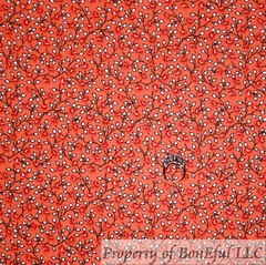 BonEful Fabric FQ Cotton Quilt VTG White Red Blue Small Rose Flower Tiny Antique