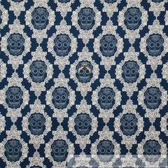 BonEful Fabric FQ Cotton Quilt Navy Blue Red White Yellow BUTTERFLY Flower Daisy