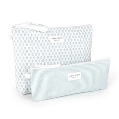 Sugar Paper Essentials 2pk Fabric Pouch Blue Floral/Blue Stripe