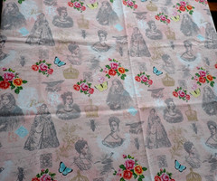 Buttercream For Joann Fabrics Silhouettes of Queen Ladies & Roses Quilt Fabric