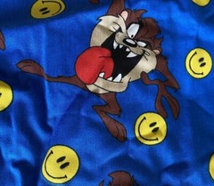 Vtg Warner Brothers Soccer Taz Bugs Looney Tunes Fabric 7 Pieces Blue & Green