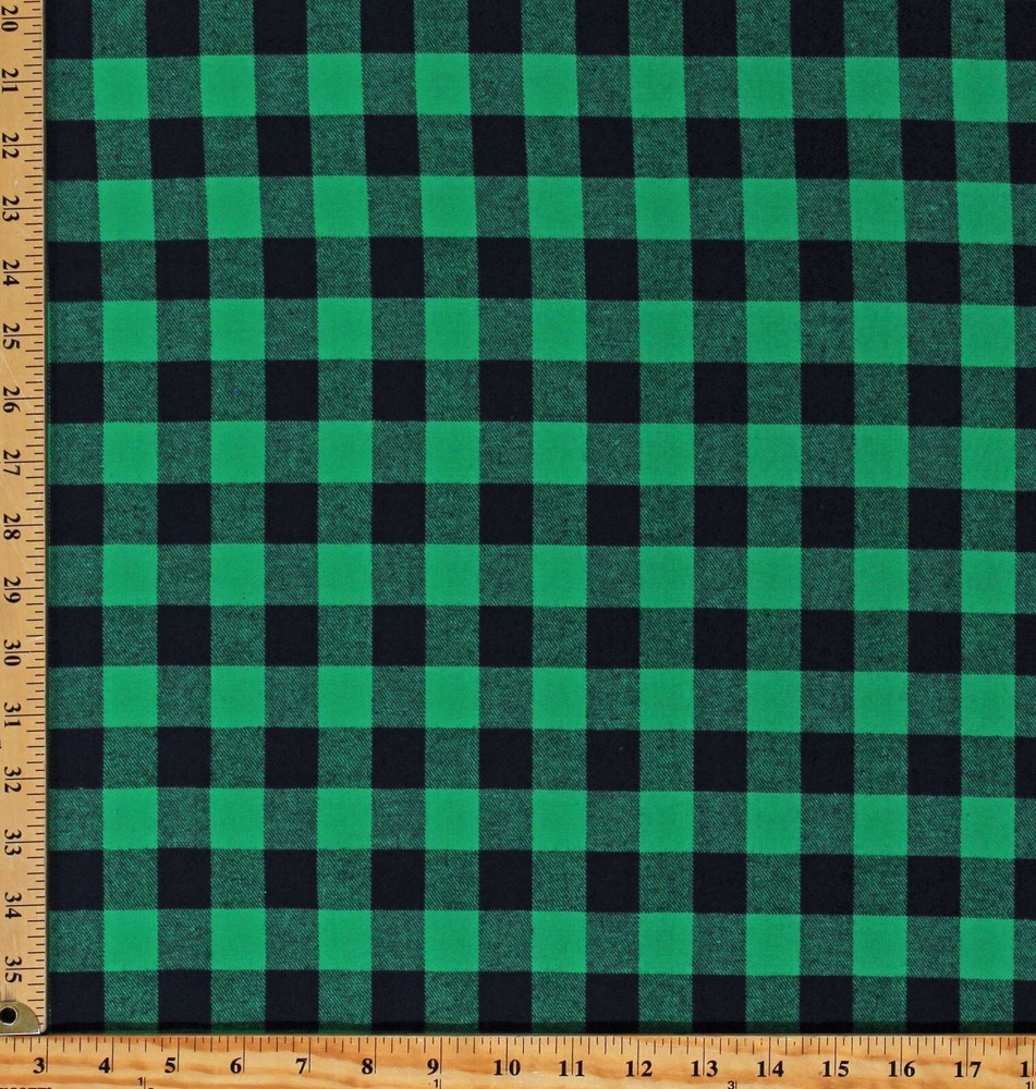 Flannel Small Buffalo Check Plaid Green Black Yarn Dyed Fabric By Yard D276.25