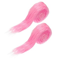 PATIKIL Plush Faux Fur Fabric Precut Strips, 2 Pcs 59 x 2 Inch Fluffy Pink