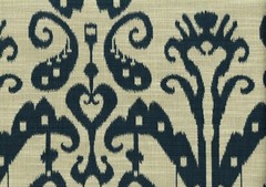 4.25 Yards Designer Fabric Khaki Navy Ikat Drapery Upholstery