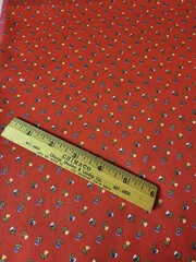 Vintage 1940’s-60’s Green Pink Blue Calico on Red 27″ L x 36″ W Cotton Fabric