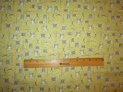 THREAD SCISSORS SEWING ITEMS YELLOW COTTON FABRIC FQ