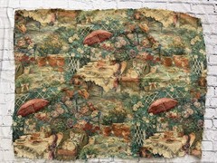 Vintage Romantic Scene French Country Tapestry Woven 26”x 38” Upholstery 2 Piece