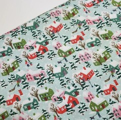 Liberty Cotton Christmas Village Houses Retro Vintage Quilt Sew FAT QUARTER