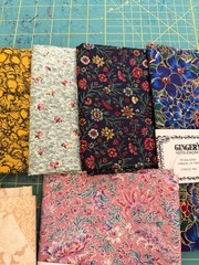4 yards -8 piece 1/2 yard cuts Cotton Quilting Fabric Pink Metallic green blue