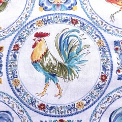 Rooster Spanish Tile Medallion Cotton Fabric 44″x36″ Precut Yard