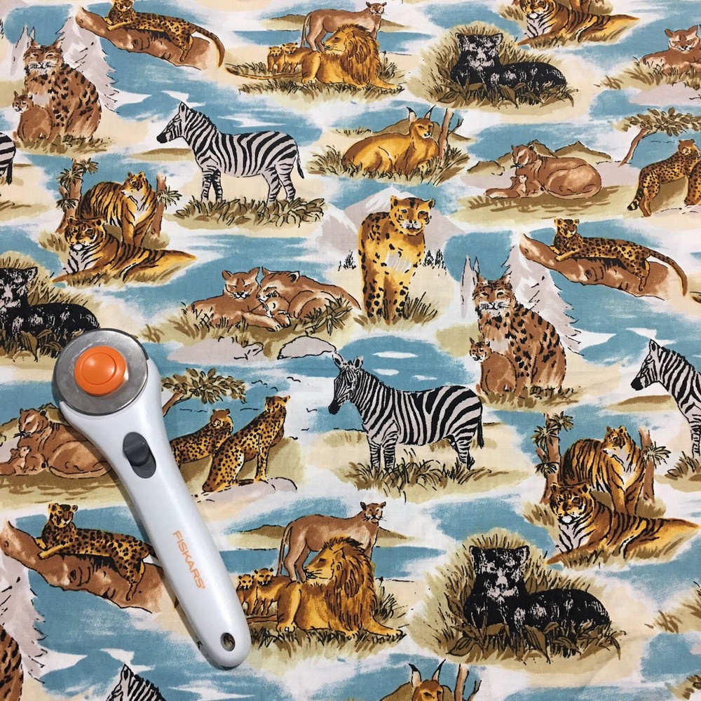 Safari Animals Hi-Fashion Fabrics Cotton By The Half Yard
