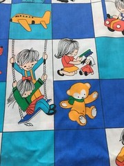 Blue Children Print cotton fabric 62″ Width x 5 Yard For Children ‘s Bedding