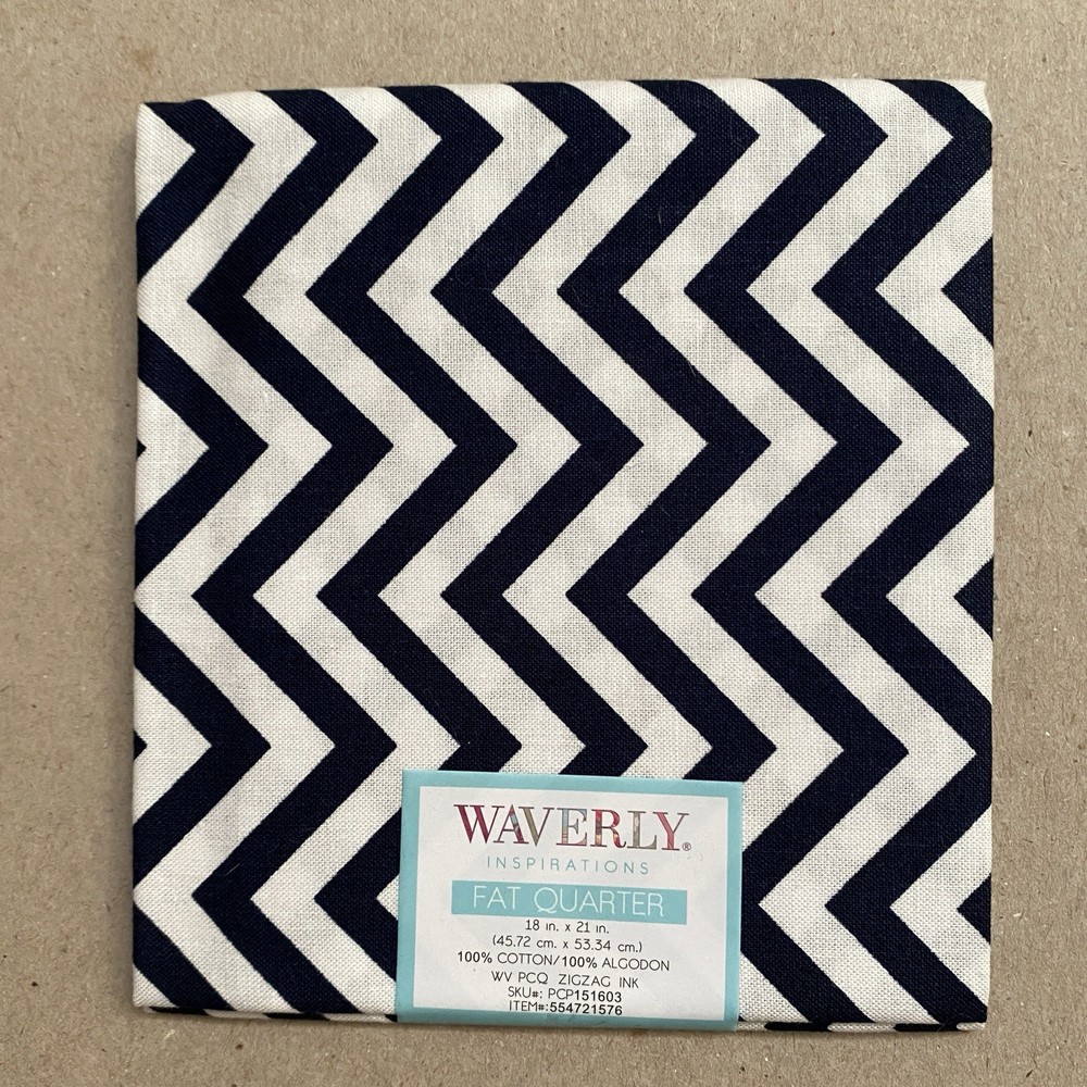 Black White Zig Zag Chevron Waverly Inspirations 100% Cotton Fat Quarter 18×21