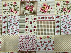VINTAGE Faux Flower Patchwork – Cotton Quilting Fabric – BTHY: 18″ x 44″