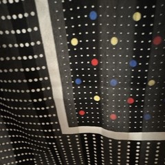 Vintage Black & White Polka Dot Geometric Panel with Red Blue Yellow Dots scarf