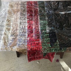 Thea GOLD Geometric Sequins Diamond & Stripes on Mesh Lace Fabric by the Yard –