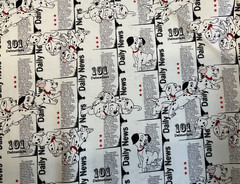 CAMELOT FABRICS-101 DALMATIANS #85010207-1 DAILY NEWS-WHITE FOR DISNEY- BTY