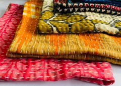 Boho Vintage kantha Scraps bundles Indian SARI Fabric Square quilt scraps