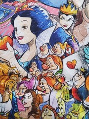 DISNEY Characters Custom Print Spandex Stretch Cotton Fabric 110 x 54 In New