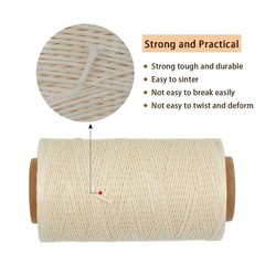 Waxed Thread 284 Yards 150D 0.8MM Leather Sewing 0.8 millimeters, Off-White
