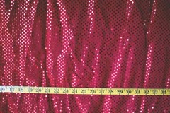 4MM RED SEQUINS ON RED POLYESTER FABRIC 2 WAY STRETCH 24×54 INCHES