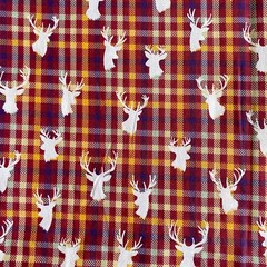 1.2 YD Deer Plaid Fabric Maroon Cotton Print